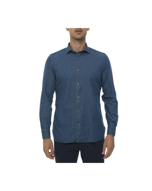 Luigi Borrelli Napoli Blue Denim Shirts for men