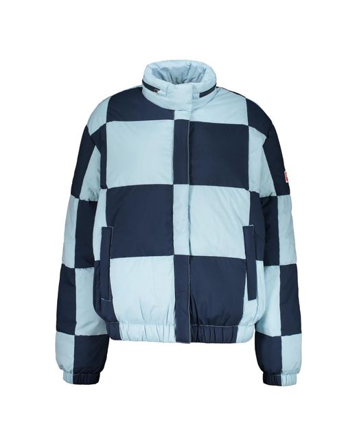 KENZO Jassen ,Blauw ,Polyester Donsjack Met Ritssluiting En Drukknoopsluiting in het Blue