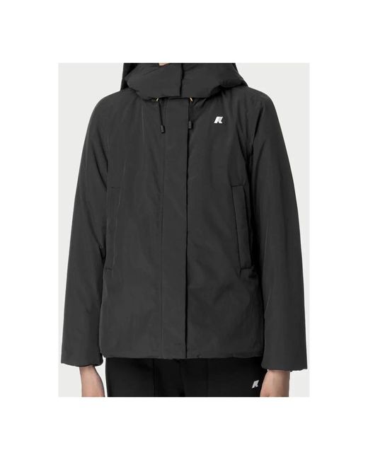 K-Way Jassen ,Zwart ,Kort Jas Met Geïntegreerde Capuchon in het Black