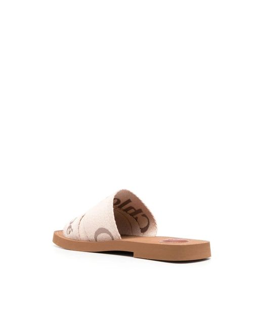 Chloé Schoenen ,Leer Woody Mule in het Pink