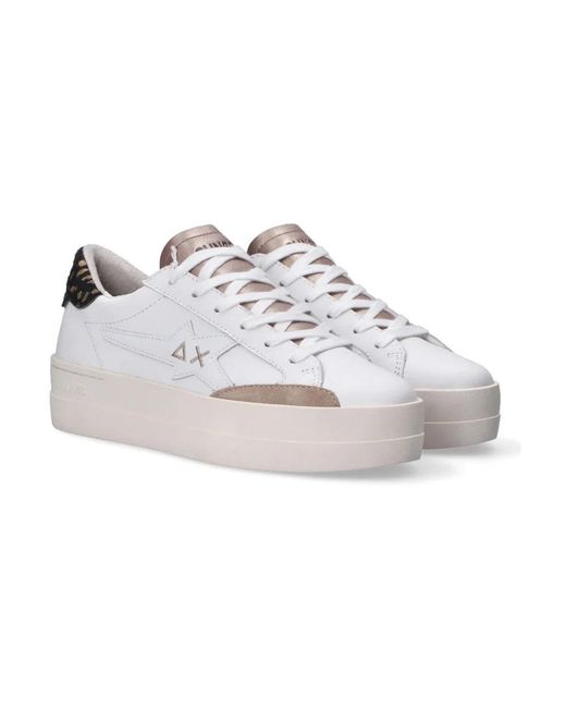 Sun 68 White Sneakers