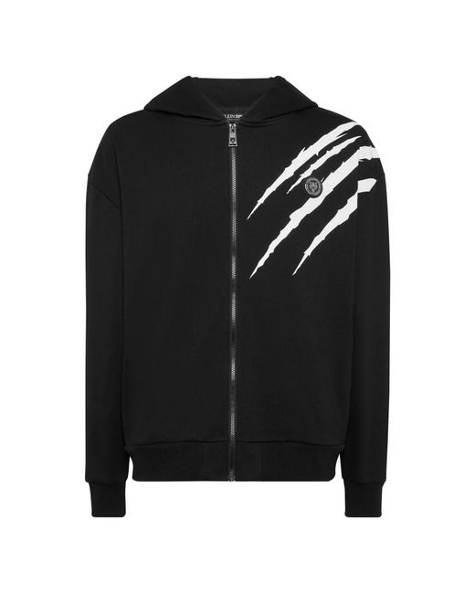 Philipp Plein Fitness ,Zwart ,Katoen Hoodie Sweatjacket Scratch in het Black voor heren