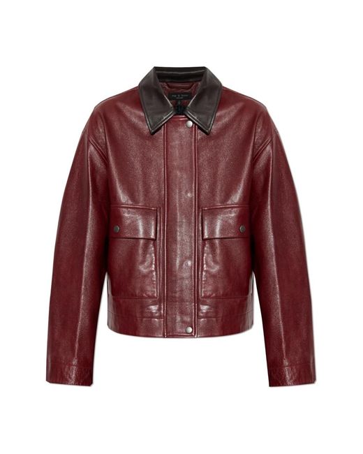 Rag & Bone Jassen ,Rood ,Leer Leren Jas in het Red