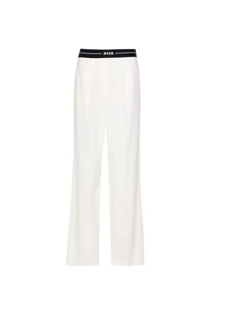 MSGM White Wide Trousers
