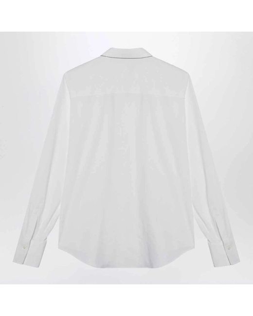 Brunello Cucinelli White Weißes Langarmhemd