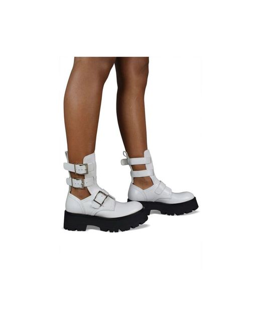Alexander McQueen White Rave -Schnallenstiefel