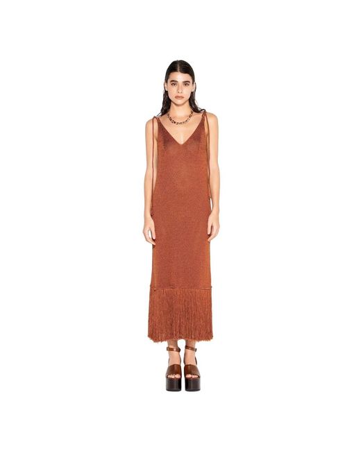 Akep Orange Knitted Dresses
