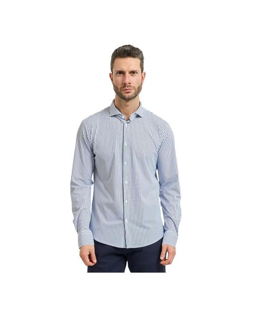 Yes Zee Micro-Pattern Stretch Shirt in het Blue voor heren