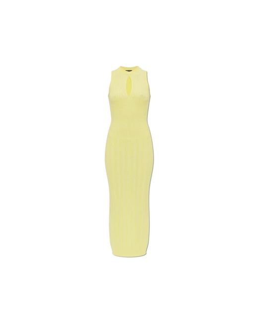 Balmain Kleedjes ,Geel ,Geribbelde Jurk in het Yellow