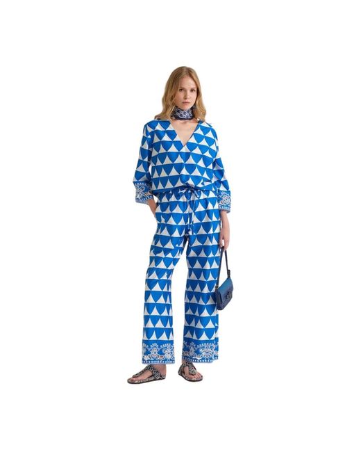 Maliparmi Optical Broderie Broek in het Blue