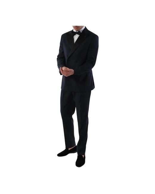 Paoloni Black Double Breasted Suits for men