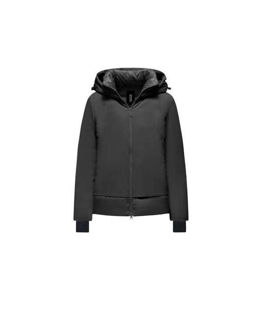 Bomboogie Jassen ,Zwart ,Polyester Korte Bi-Materiaal Jas Met Capuchon in het Black