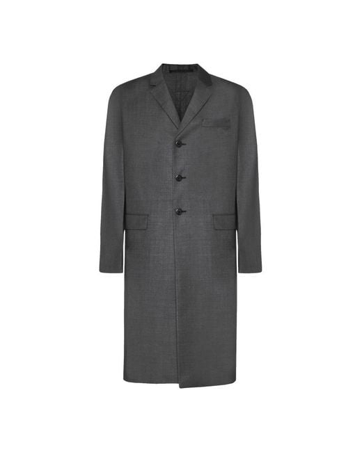 Prada Gray Single-Breasted Coats for men