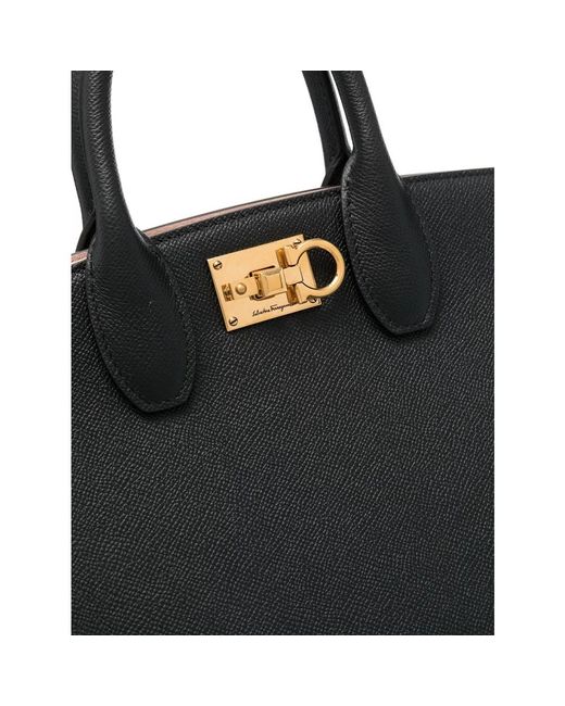 Ferragamo Black Studio box lederhandtasche