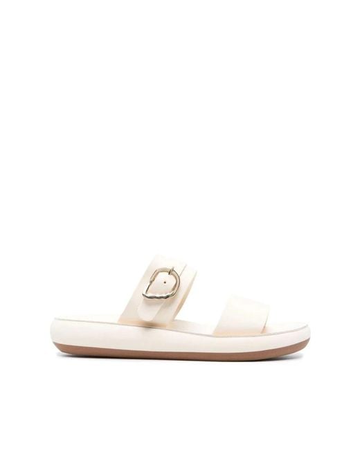 Ancient Greek Sandals White Sliders
