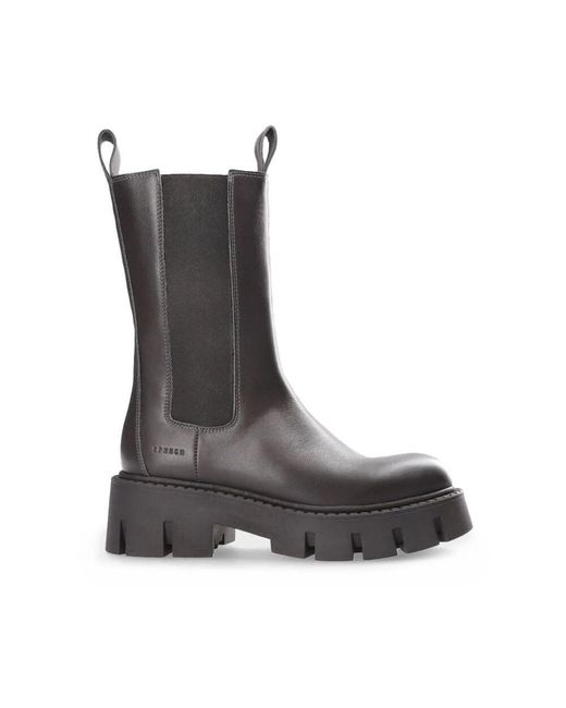 COPENHAGEN Brown Graue leder chelsea high boots