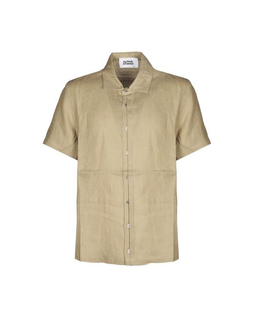 Alpha Studio Natural Short Sleeve Shirts for men