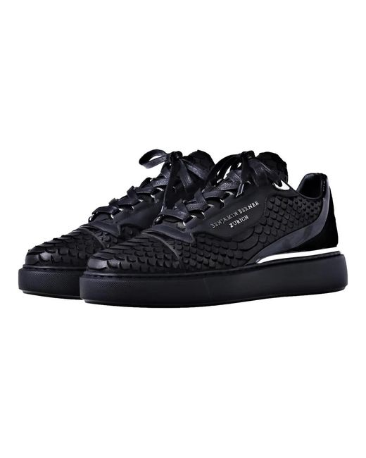 Benjamin Berner Schwarze python cut stilvolle schuhe in Blue für Herren