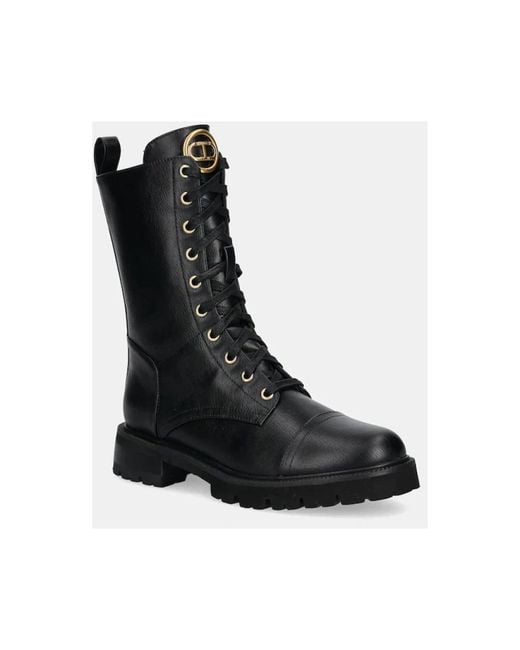 Twinset Black Lace-Up Boots