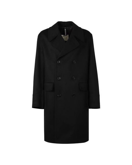 Mackintosh Wollmantel mit doppelreihiger knopfleiste und reverskragen in Black für Herren