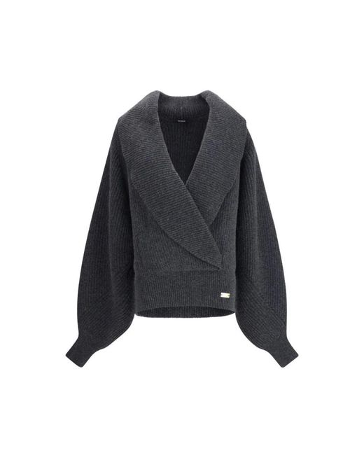 Balmain Black Oversized Wickel-Effekt Pullover