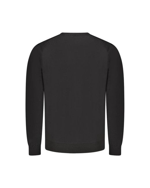 Maglione nero in lana con scollo a giro di Guess in Black da Uomo
