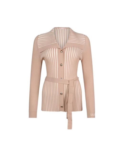 Liu Jo Truien & Vesten ,Veelkleurig ,Belted Cardigan in het Pink