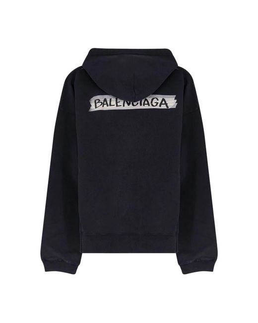 Balenciaga Hoodies & Sweatvesten ,Zwart ,Katoen Standaard Oversized Zip-Up Hoodie in het Black voor heren