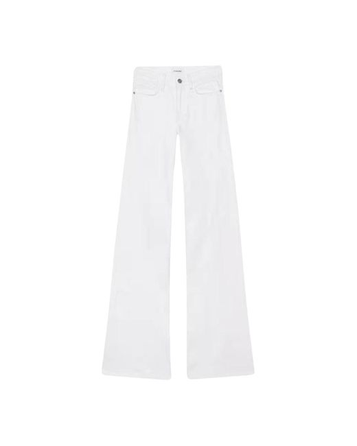 Pantaloni palazzo in cotone elasticizzato di FRAME in White