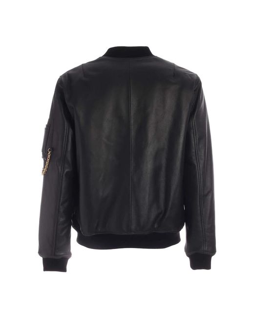 Moschino Jassen ,Zwart ,Zwarte Metalen Logo Bomberjas in het Black voor heren