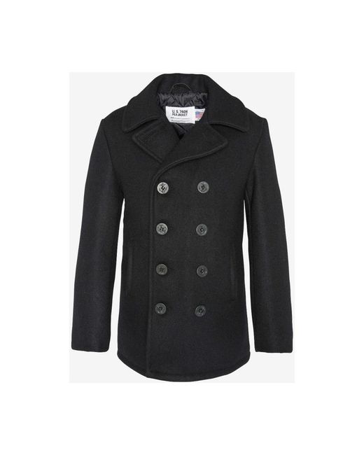 Schott Nyc Black Double-Breasted Coats for men