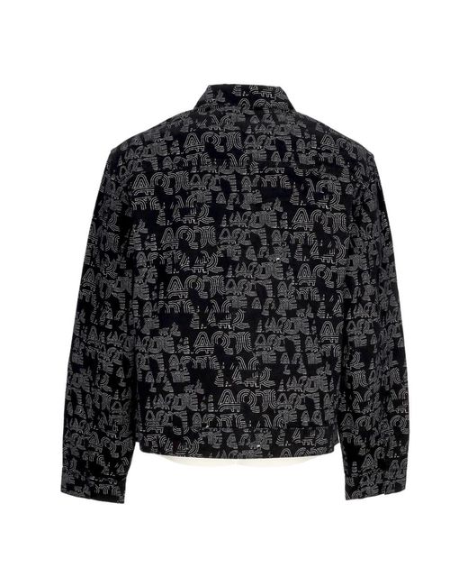 Arte' Jassen ,Zwart ,Katoen Allover Logo Jacket in het Black voor heren