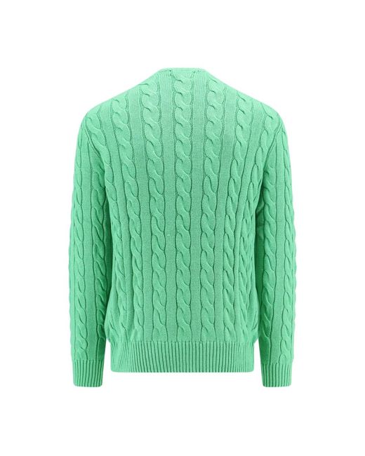 Ralph Lauren Grüner strickpullover mit besticktem logo in Green für Herren