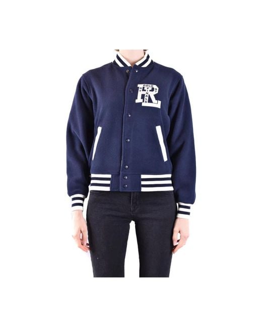 Ralph Lauren Blue Double-sided Bomber Jacket With Rl Logo