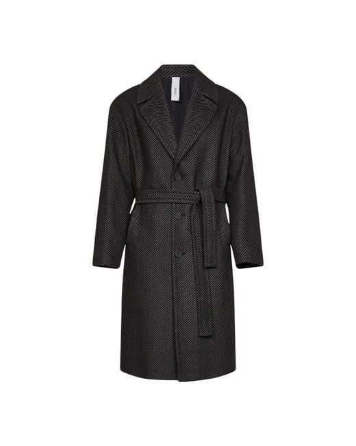 Hevò Black Belted Coats for men