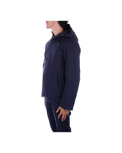 K-Way Jassen ,Blauw ,Polyester Hooded Zip Coat Met Zakken in het Blue voor heren
