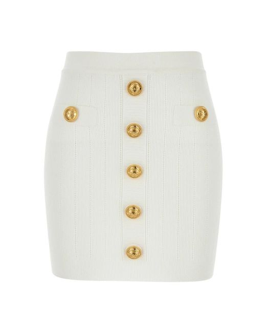 Balmain White Short Skirts
