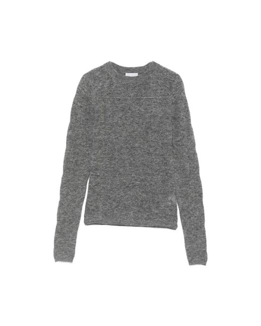 Brunello Cucinelli Gray Crew Neck Sweater Silk-Alpaca Blend