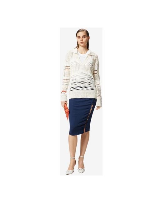 Pinko White V-Neck Knitwear