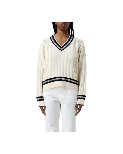 Golden Goose Deluxe Brand White V-Neck Knitwear