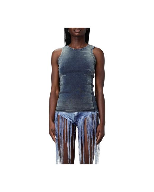 DIESEL Blue Sleeveless Tops