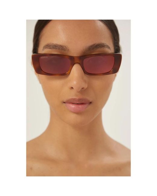 Gucci Red Vintage-inspirierte rote rechteckige sonnenbrille
