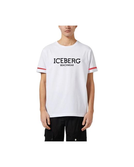 Iceberg Kurzarm baumwoll jersey t-shirt in White für Herren