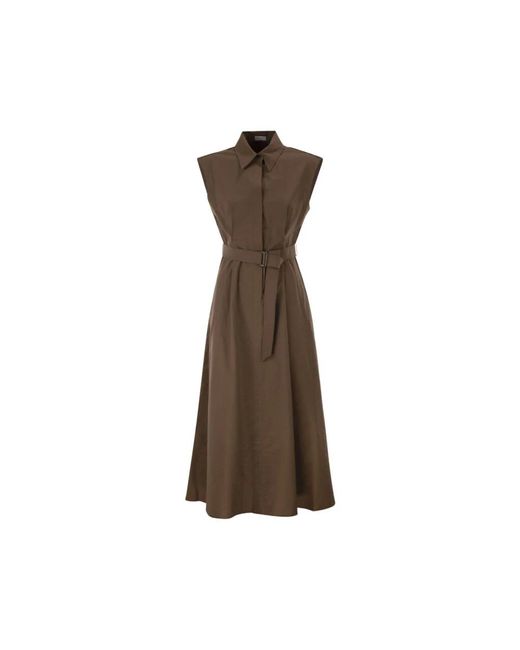 Brunello Cucinelli Brown Shirt Dresses
