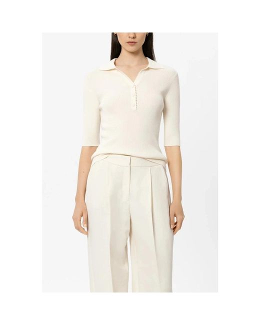 Luisa Cerano Geribbelde Poloshirt in het White