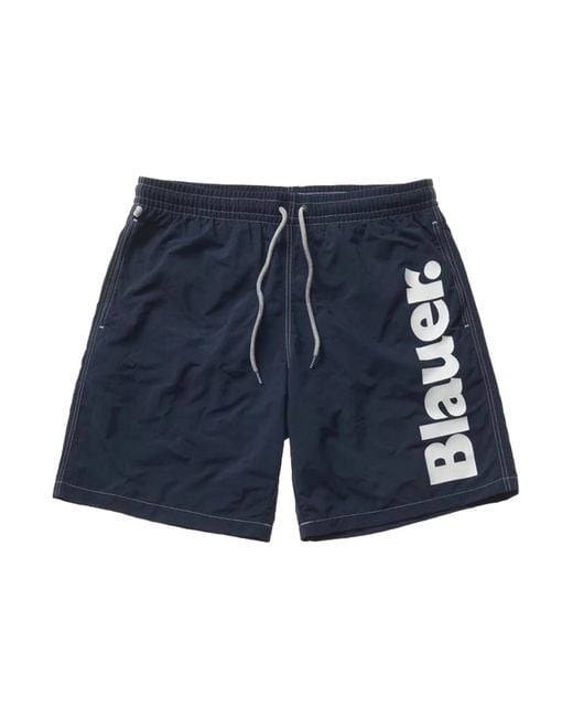Blauer Badmode ,Blauw ,Polyester Donkerblauwe Monochroom Boxer Zwemkleding in het Blue voor heren