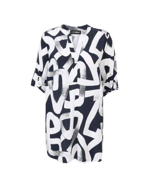 Doris Streich Blue Bluse Mit Grafischem Print Und 3/4-Ärmeln