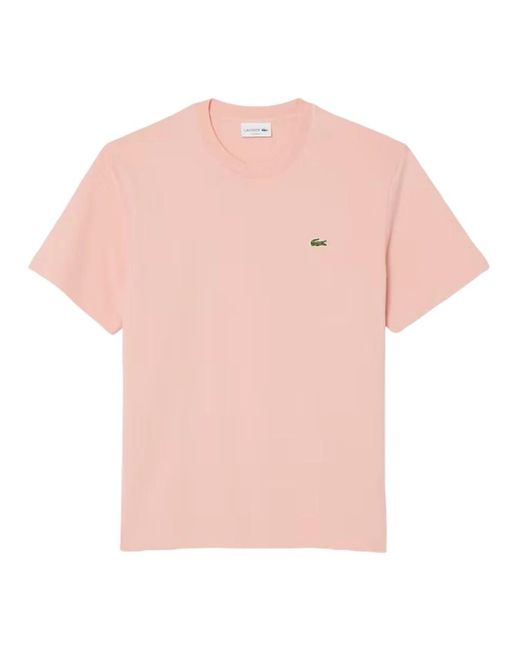 Lacoste Tops ,Roze ,Basic Logo Crewneck Tee in het Pink voor heren