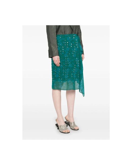 Dries Van Noten Green Midi Skirts