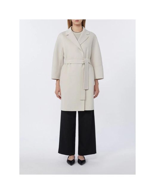 Max Mara White Belted Coats